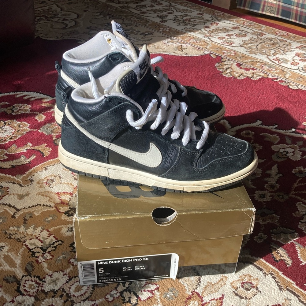 Nike dunk high pro sb black/white size 5 rare venom